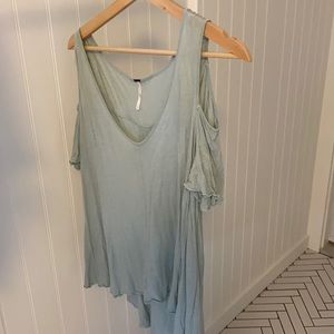 Free people seafoam green open shoulder shirt